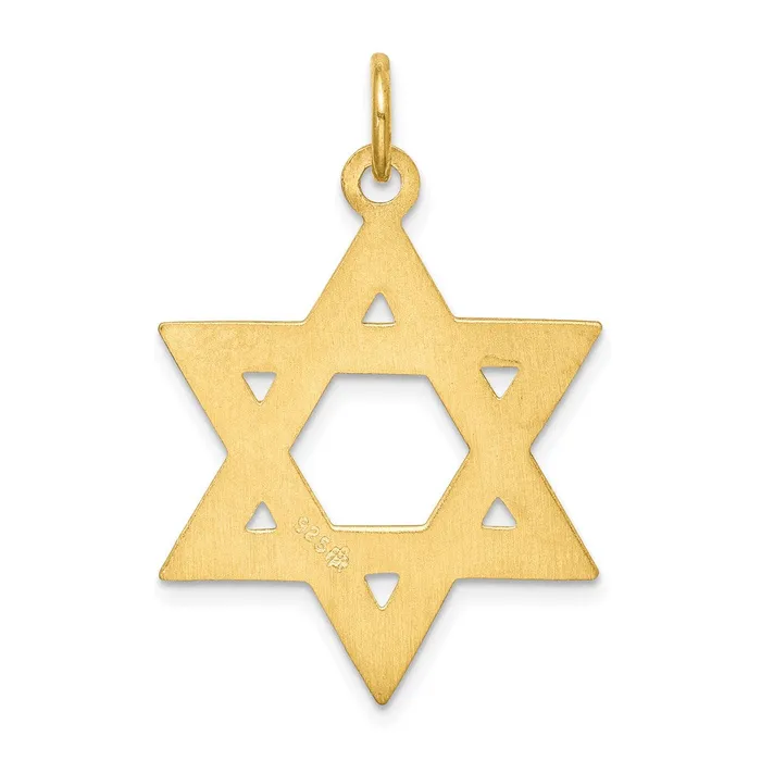 TreasureFineJewelers Necklaces 24k Goldplated Sterling Silver Star of David Pendant