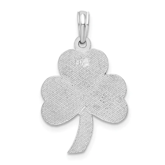 TreasureFineJewelers Necklaces Sterling Silver Polished Enameled Shamrock Pendant
