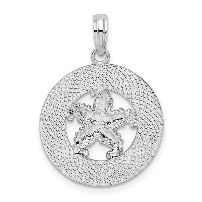 TreasureFineJewelers Necklaces Sterling Silver Polished Ocean City MD Circle wStarfish Pendant