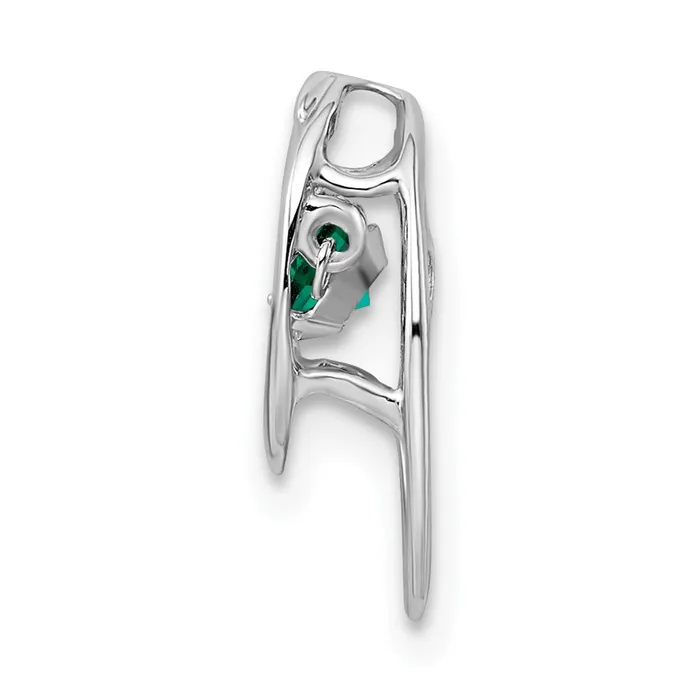 TreasureFineJewelers Necklaces Sterling Silver Rhodium Created Emerald Birthstone Vibrant Chain Slide