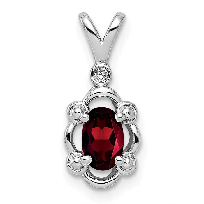 TreasureFineJewelers Necklaces Sterling Silver Rhodiumplated Garnet Diam Diam Pendant TreasureFineJewelers Necklaces Sterling Silver Rhodiumplated Garnet Diam Diam Pendant