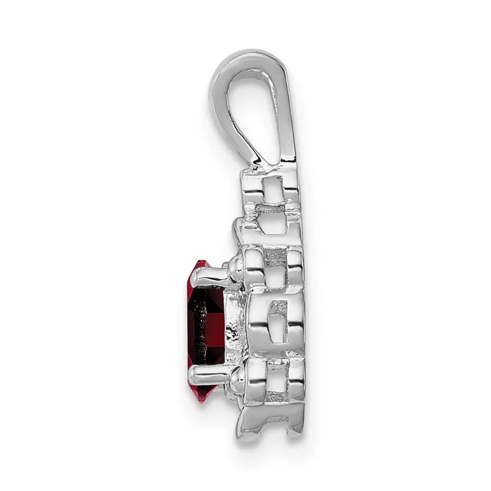 TreasureFineJewelers Necklaces Sterling Silver Rhodiumplated Garnet Diam Diam Pendant