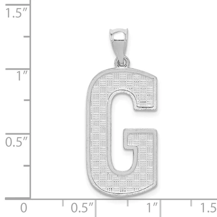 TreasureFineJewelers Necklaces Sterling Silver Rhodiumplated Letter G Initial Pendant