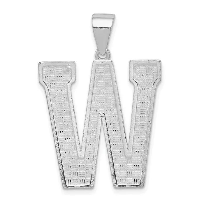 TreasureFineJewelers Necklaces Sterling Silver Rhodiumplated Letter W Initial Pendant TreasureFineJewelers Necklaces Sterling Silver Rhodiumplated Letter W Initial Pendant