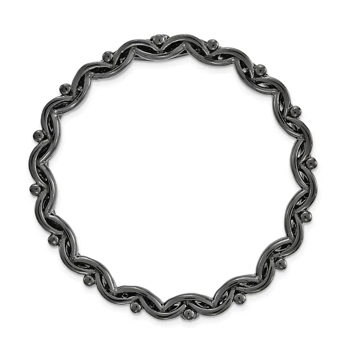 TreasureFineJewelers Rings Sterling Silver Stackable Expressions Blkplated Large Polished Chain Slide