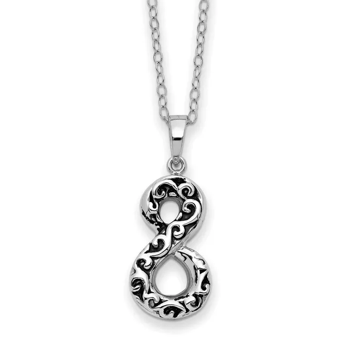 TreasureFineJewelers Sentimental Expressions Sterling Silver Rhodiumplated Antiqued Infinity Remembrance Ash Holder 18in Necklace Necklaces