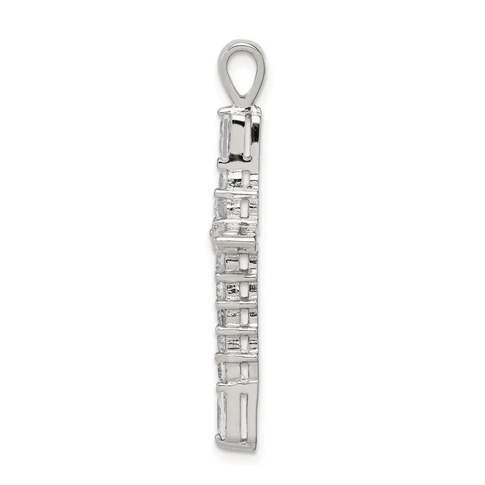 TreasureFineJewelers Sterling Silver Rhodiumplated CZ Cross Pendant Necklaces
