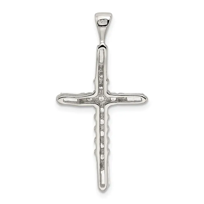 TreasureFineJewelers Sterling Silver Rhodiumplated CZ Cross Pendant Necklaces
