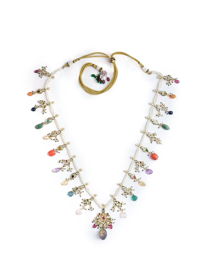 Earrings Navratna Drop Pearl String Ranihar Curio Cottage Earrings Navratna Drop Pearl String Ranihar Curio Cottage