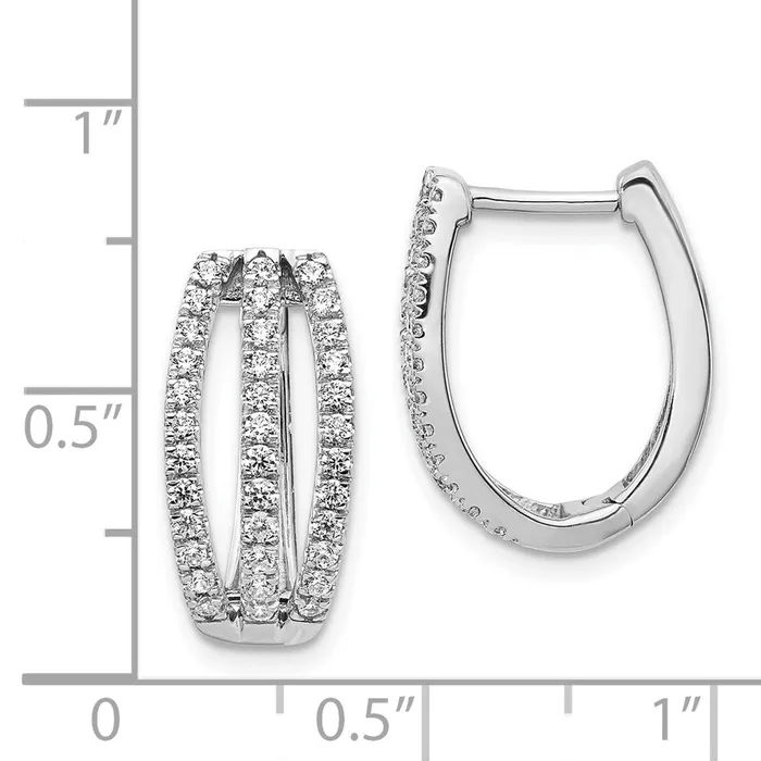 14k White Gold 3row Diamond Hinged Hoop EarringsWBCEM4220075WA WB Choice Jewelry Earrings