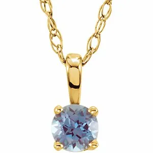 14K Yellow 3 mm Round Alexandrite Youth Birthstone 14 Necklace2839370066PSTWBC WB Choice Jewelry Necklaces
