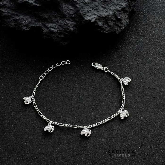 Bracelets Indian 925 Sterling Silver Excellent gifting five elephant Bracelet for Girls Karizma Jewels