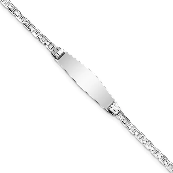 Bracelets WB Choice Jewelry 14K WG Soft Diamond Shape Anchor Link ID BraceletWBCLID66CW7