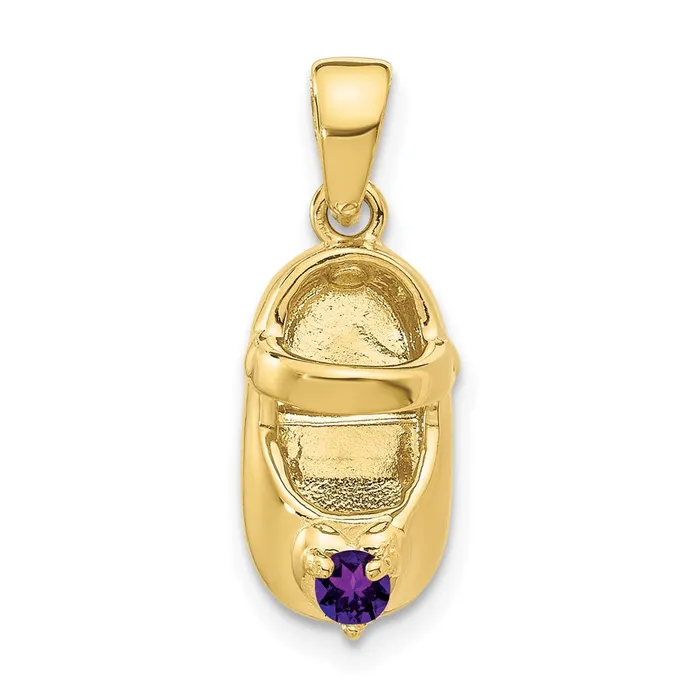 Charm Necklaces 10k 3D FebruarySynthetic Stone Engraveable Baby Shoe CharmWBC10K4652FEB WB Choice Jewelry