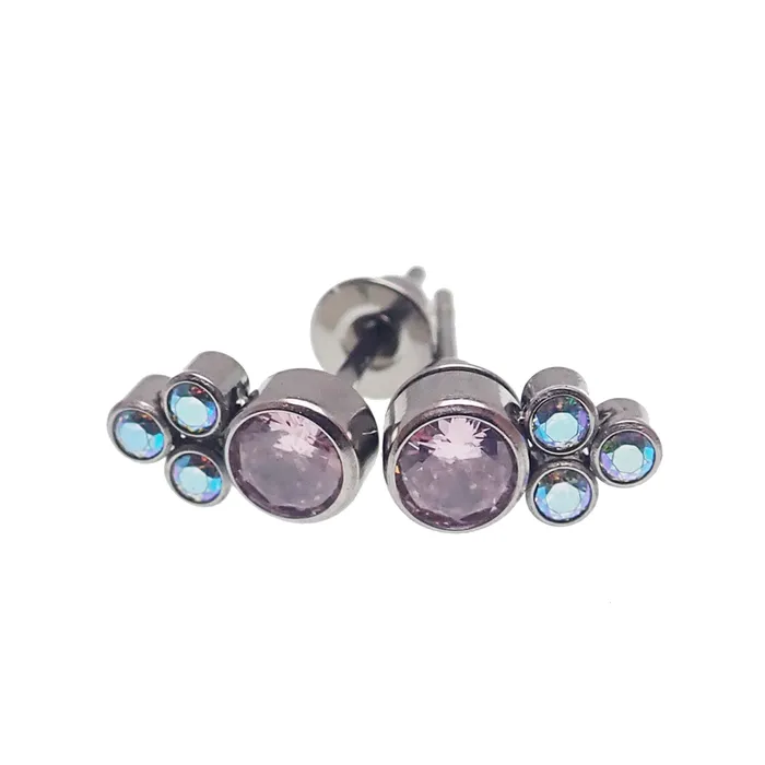 Earrings Halobes Titanium Earrings CZ cluster