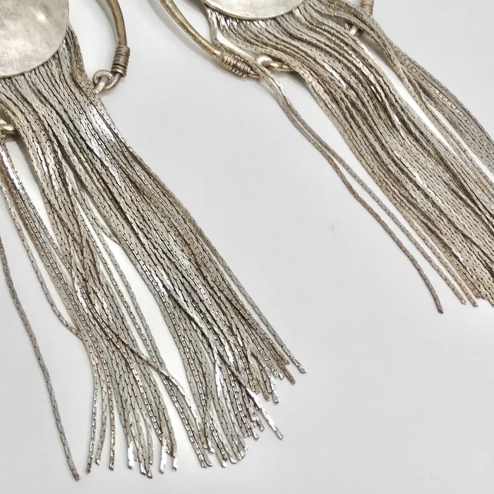 Earrings Vintage by Misty Jean Paul Gaultier 1990s Silver Fringe Hoop Dangle Earrings