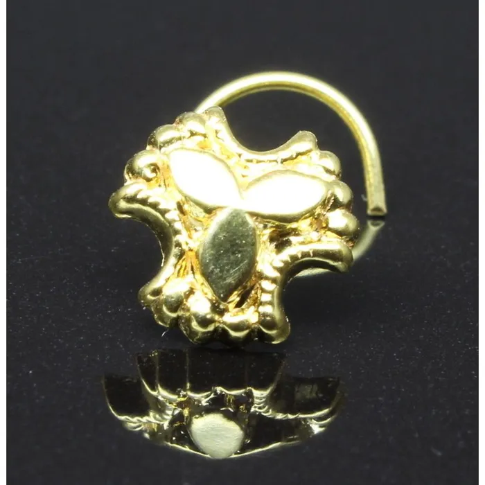 Indian Nose Stud Gold plated nose ring corkscrew piercing ring l bend 22g httpswwwkarizmajewelscom Rings