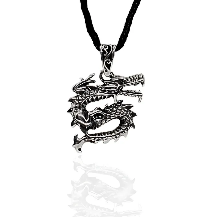 Karizma Jewels Real 925 Silver Oxidized Dragon Charm Pendant Charm Necklaces