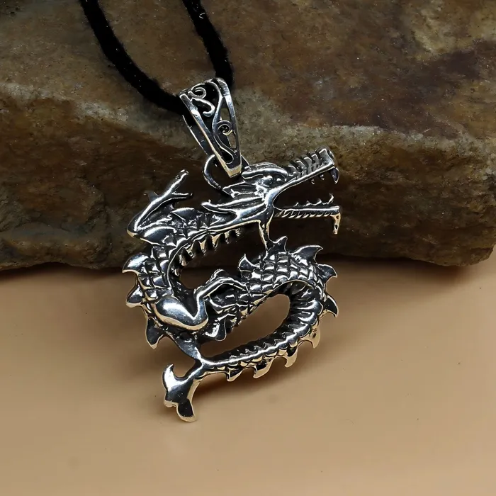 Karizma Jewels Real 925 Silver Oxidized Dragon Charm Pendant Charm Necklaces