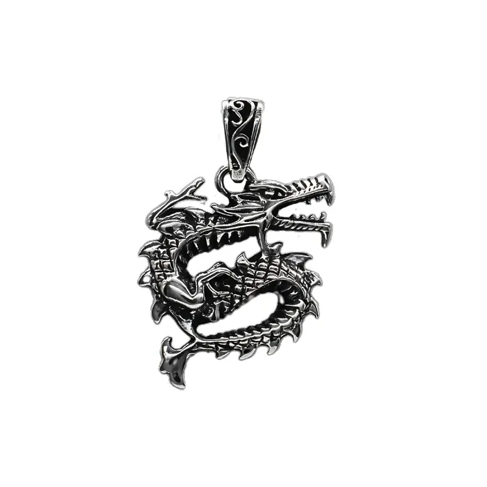 Karizma Jewels Real 925 Silver Oxidized Dragon Charm Pendant Charm Necklaces