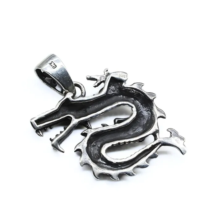 Karizma Jewels Real 925 Silver Oxidized Dragon Charm Pendant Charm Necklaces
