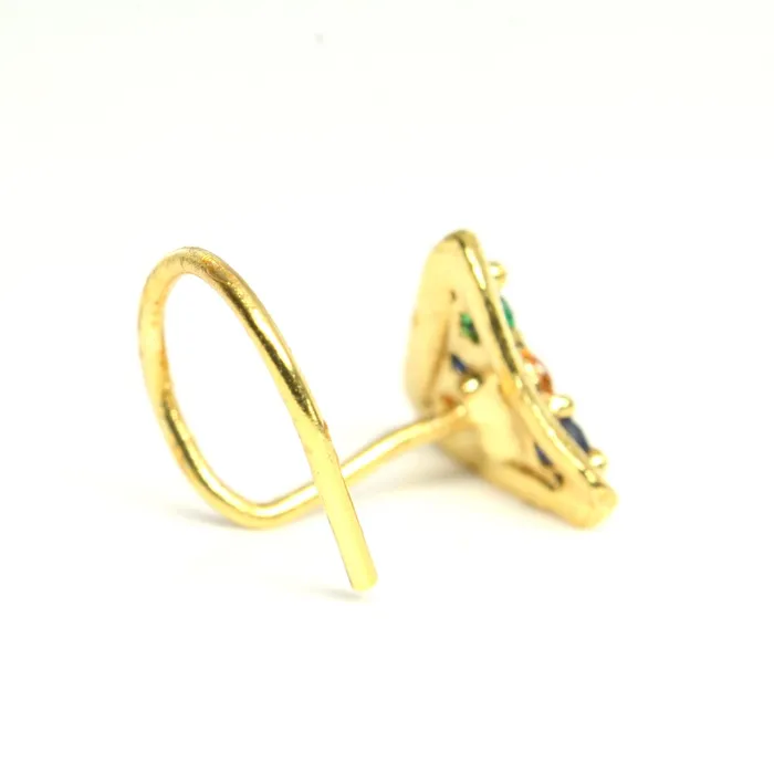 Karizma Jewels Rings Gold Plated Triangle Women Nose Stud CZ nose ring Twisted