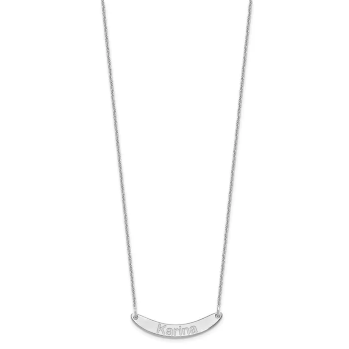 Necklaces WB Choice Jewelry 14K White Gold Small Polished Curved Arial Rounded Bar NecklaceWBCXNA1218W Necklaces WB Choice Jewelry 14K White Gold Small Polished Curved Arial Rounded Bar NecklaceWBCXNA1218W
