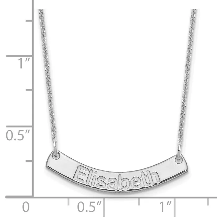 Necklaces WB Choice Jewelry 14K White Gold Small Polished Curved Arial Rounded Bar NecklaceWBCXNA1234W