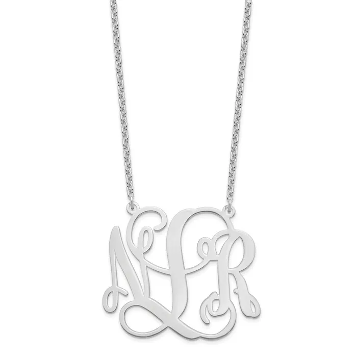 Necklaces WB Choice Jewelry Sterling SilverRhodiumplated Large Polished Cut Out Monogram NecklaceWBCXNA502SS Necklaces WB Choice Jewelry Sterling SilverRhodiumplated Large Polished Cut Out Monogram NecklaceWBCXNA502SS