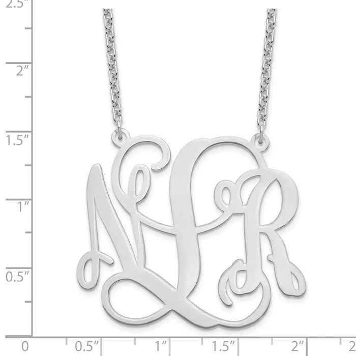 Necklaces WB Choice Jewelry Sterling SilverRhodiumplated Large Polished Cut Out Monogram NecklaceWBCXNA502SS Necklaces WB Choice Jewelry Sterling SilverRhodiumplated Large Polished Cut Out Monogram NecklaceWBCXNA502SS