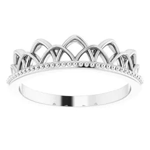 Rings WB Choice Jewelry 14K White Stackable Crown Ring 51816101PSTWBC Rings WB Choice Jewelry 14K White Stackable Crown Ring 51816101PSTWBC