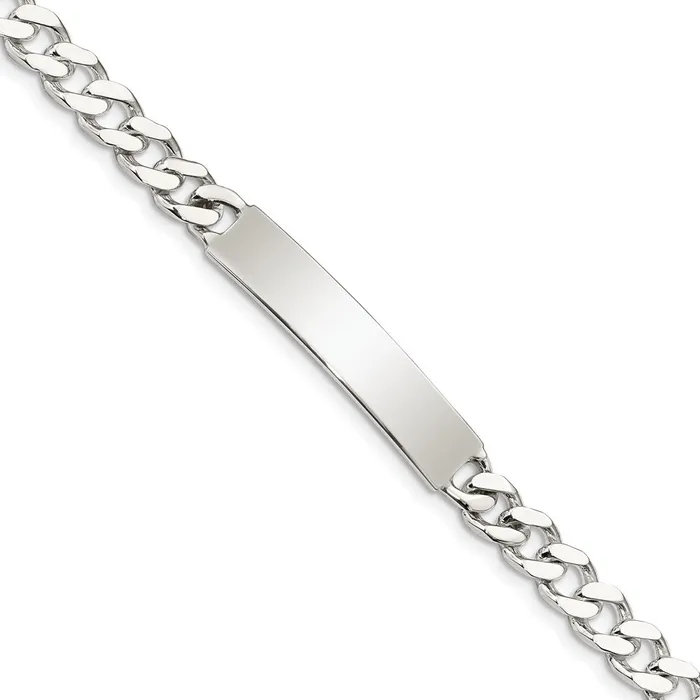 Sterling Silver Polished Engraveable Curb Link ID BraceletWBCQID1337 WB Choice Jewelry Bracelets