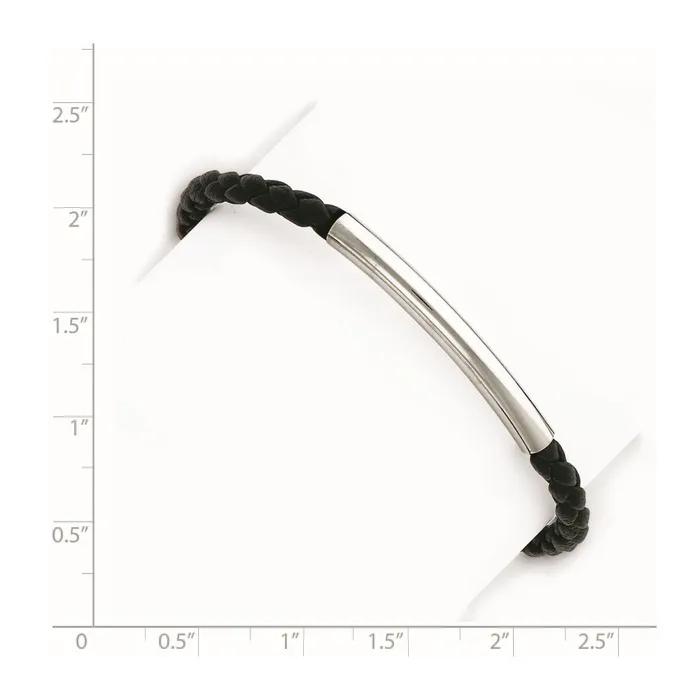WB Choice Jewelry Bracelets Sterling Silver Rhodiumplated Braided Black Leather BraceletWBCQG10837