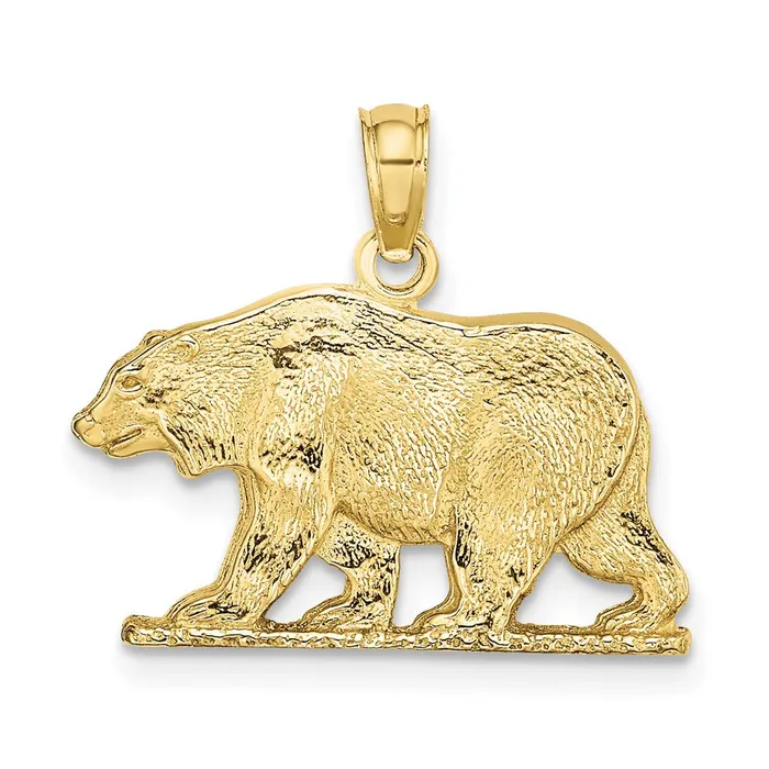 WB Choice Jewelry Charm Necklaces 10K Textured Bear CharmWBC10K6515