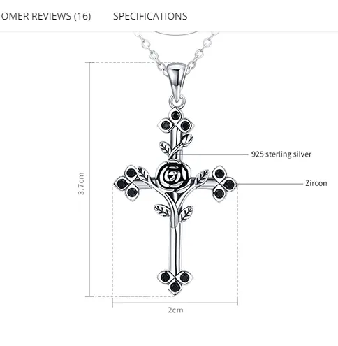 Cross with Rose Black CZ Oxidized Sterling Silver Unique AliExpress bamoer Rings