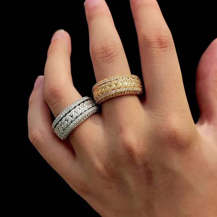IceZeusShop Rings Spinning Iced Out Cuban Link Hip Hop Ring