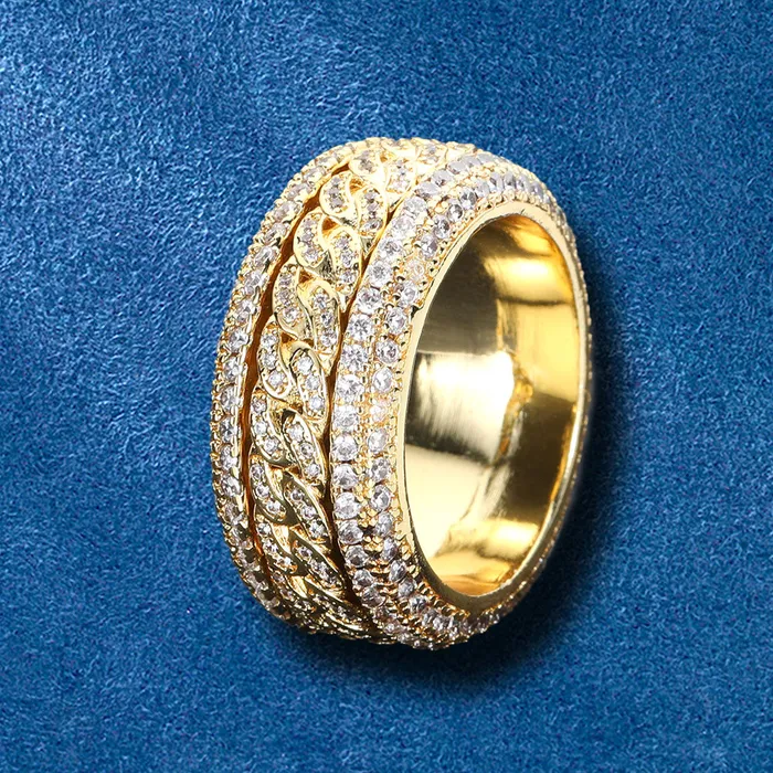 IceZeusShop Rings Spinning Iced Out Cuban Link Hip Hop Ring