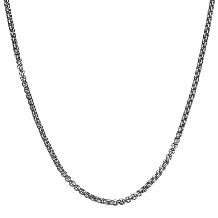 INOX JEWELRY Necklaces Silver Tone Stainless Steel 3mm Polished Rounded Box Chain