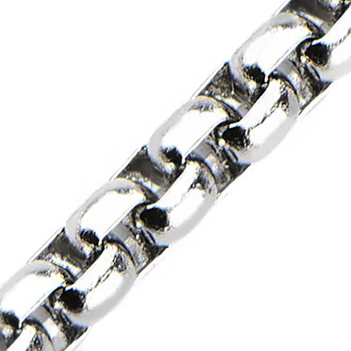 INOX JEWELRY Necklaces Silver Tone Stainless Steel 3mm Polished Rounded Box Chain