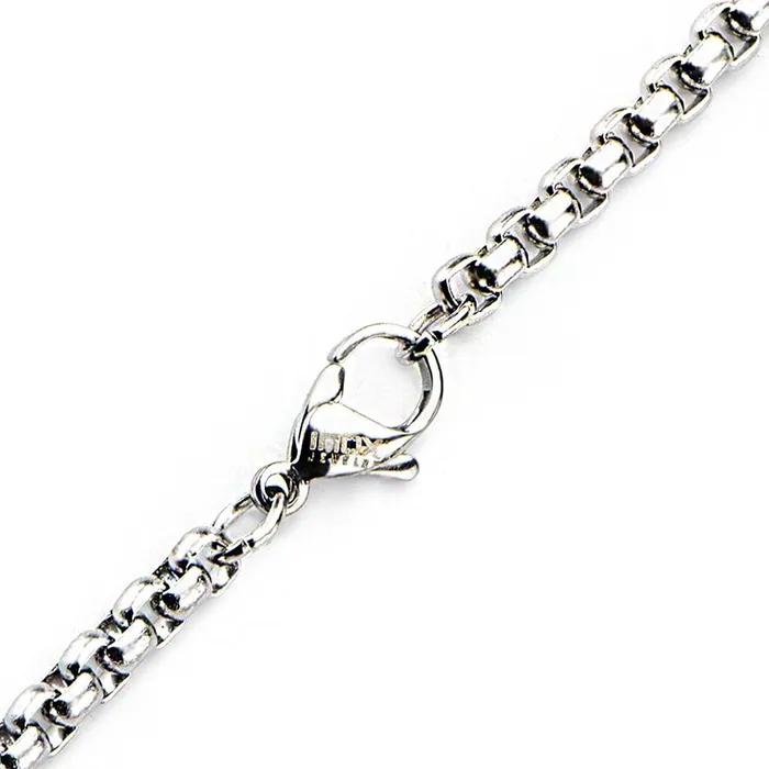 INOX JEWELRY Necklaces Silver Tone Stainless Steel 3mm Polished Rounded Box Chain