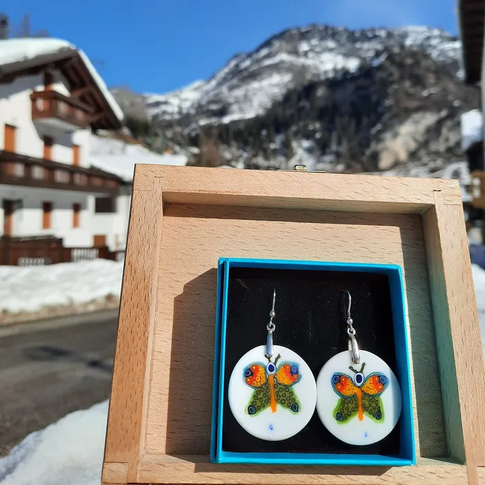 Murano Glass Butterfly earrings Murrine Venetian Glass Mosaic Jewelry VN Murrine Earrings