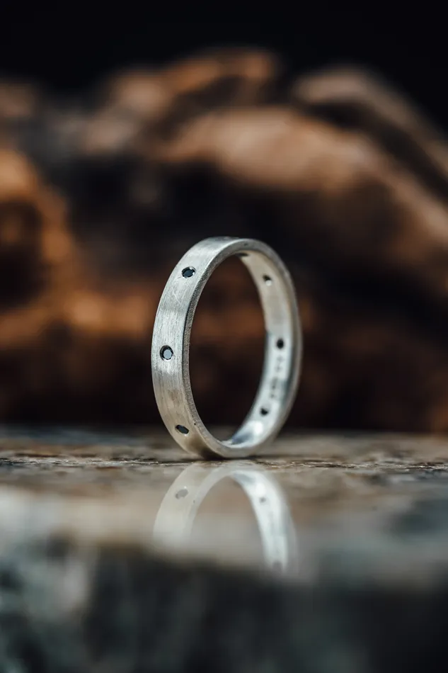 Sterling Silver and Black Diamond Ring Art FX fine jewelry Rings