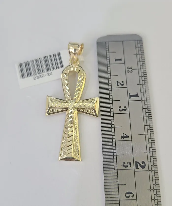 10k Milano Rope Chain Ankh Jesus Cross Charm Necklace SET 3mm 18 20 22 24 Gold and Diamond Necklaces