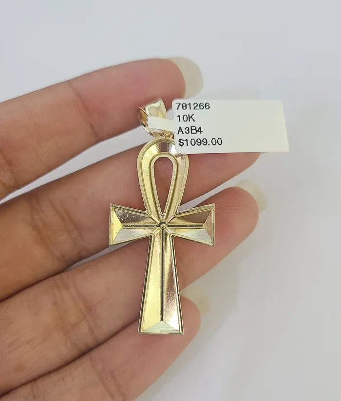 10k Milano Rope Chain Ankh Jesus Cross Charm Necklace SET 3mm 18 20 22 24 Gold and Diamond Necklaces