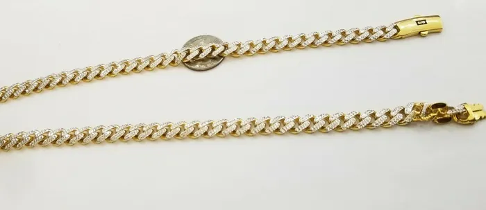 10k Real Gold Monaco Link Chain with diamond cuts Mens women necklace10kt globalwatches10 Necklaces