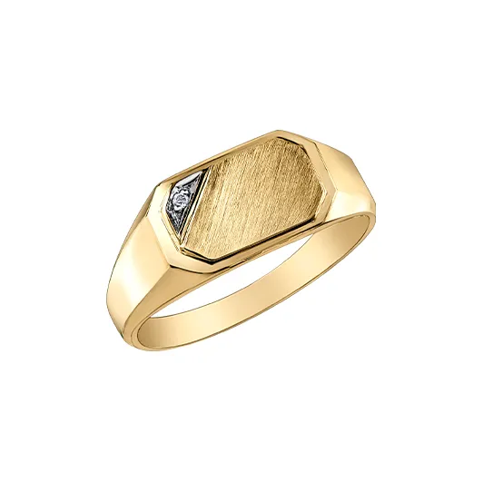 10kt Yellow Gold Diamond Mens Signet Ring Independent Jewellers Rings