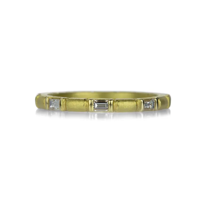 18k Bamboo Band with Baguette Diamonds Barbara Heinrich Rings