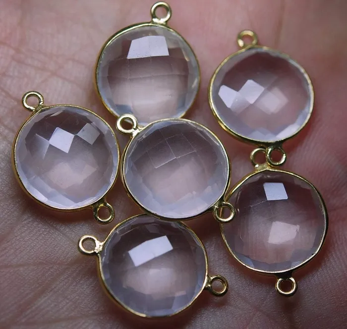 925 Silver Vermeil Rose Quartz Faceted Pendant Connector 24K Gold Plated 2 Piece Of 23mm Beads Supplies USA Necklaces 925 Silver Vermeil Rose Quartz Faceted Pendant Connector 24K Gold Plated 2 Piece Of 23mm Beads Supplies USA Necklaces