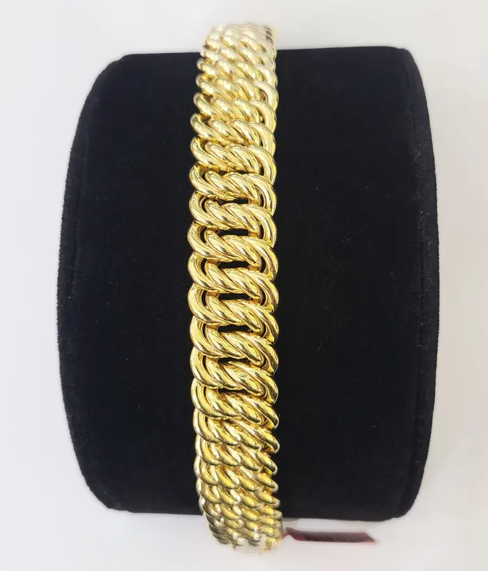 Bracelets globalwatches10 14K Yellow Gold Flat Byzantine Link Bracelet 16mm 75 inch Real Genuine