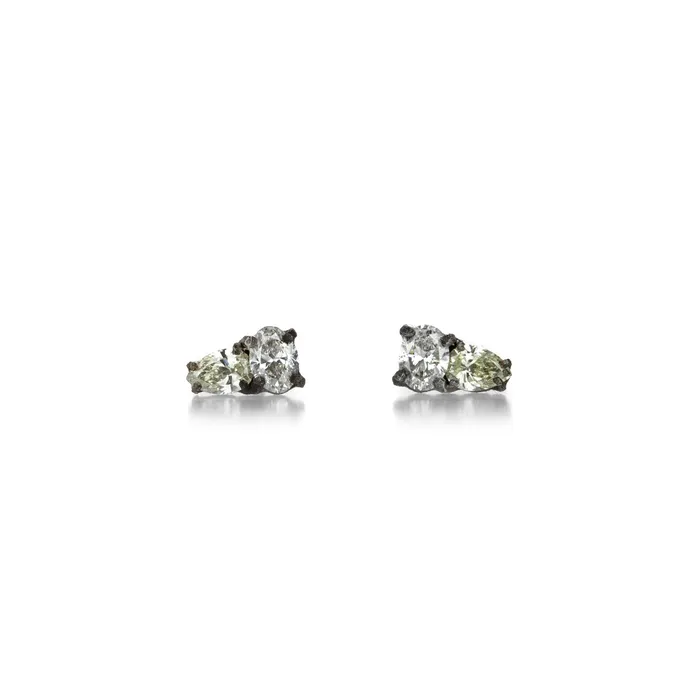 Earrings Todd Pownell Oval and Pear Diamond Stud Earrings